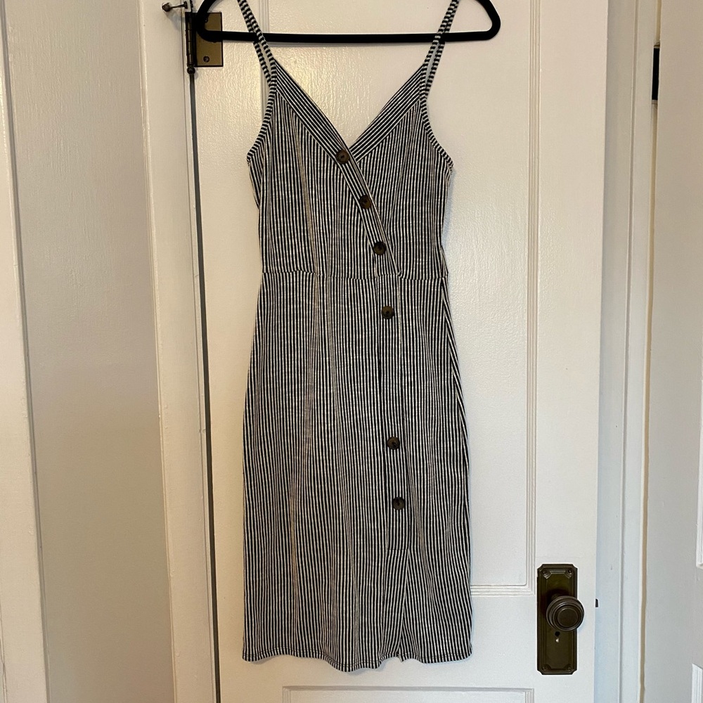 Black and white striped pencil dress